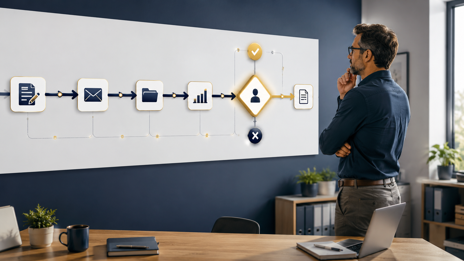 Man studying a process for possible automation.